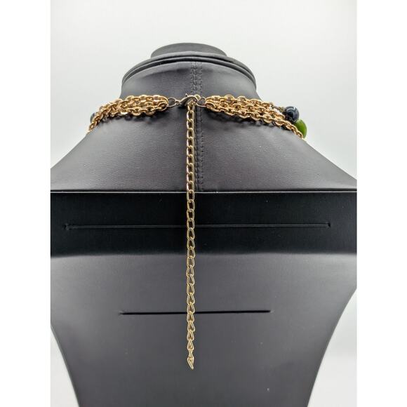 Large Chunky Spring Colors Lucite Three Strand Statement Necklace - Picture 3 of 5